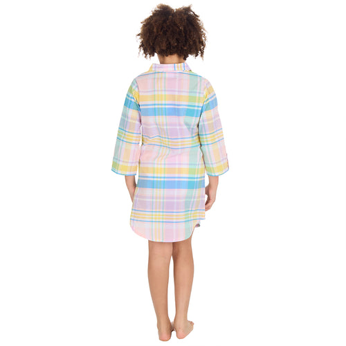 Girls Light Pink Check Lounge Shirt