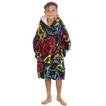 Boys Checked Plush Fleece Oversize Hoodie with Sherpa Lined Hood Gamer