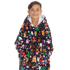 Boys Christmas Print Oversized Blanket Hoodie