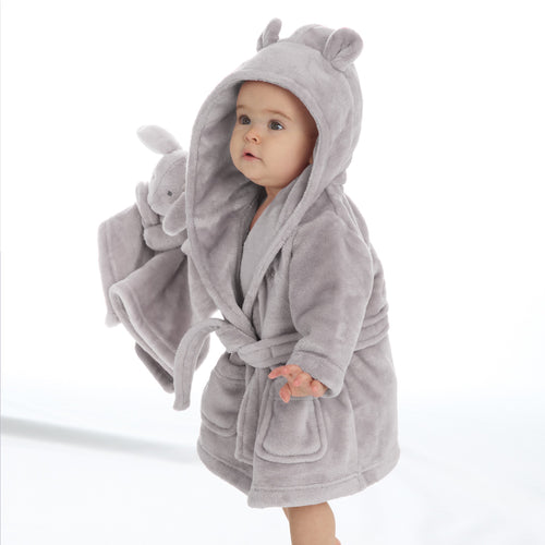 Baby Grey Bunny Robe and Comforter Set