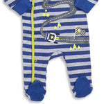 Baby Striped Race Sleepsuit and Hat 2 Piece Set