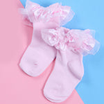 Baby Girls Tutu Ribbon Pink Socks 1 Pair