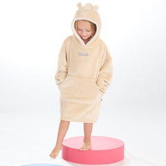 Personalised Infant Girls Bear Ears Toffee Oversized Blanket Hoodie