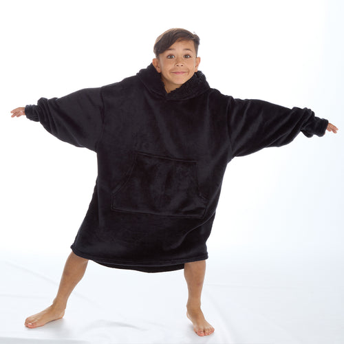 Boys Metallic Black Oversized Blanket Hoodie