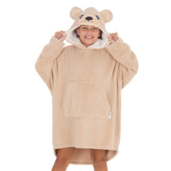 Girls Beige Teddy Oversized Blanket Hoodie