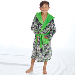 Boys Hooded Pixel Dressing Gown