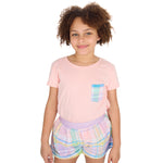 Girls Pink Short Sleeved Pyjama Set