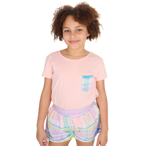 Girls Pink Short Sleeved Pyjama Set