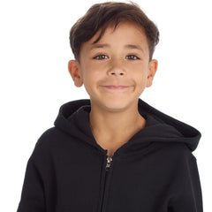 Boys Plain Cotton Rich Tracksuit Zip Up Hoodie and Joggers Set Black