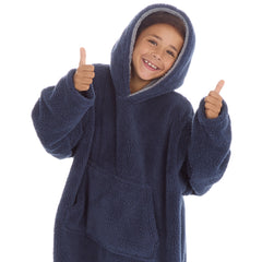 Boys Navy Snuggle Oversized Blanket Hoodie