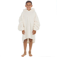 Boys Cream Cable Oversized Blanket Hoodie