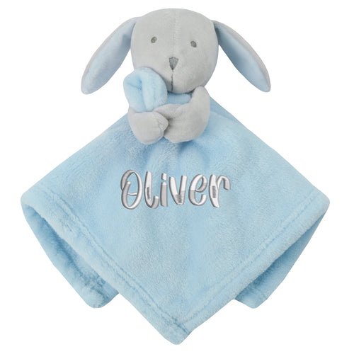 Personalised Baby Boys Blue Bunny Comforter