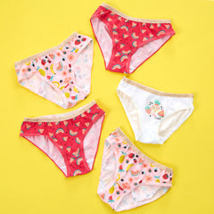 Girls 100% Cotton Fruits Briefs 5 Pack