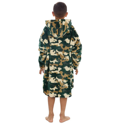 Boys Camo Print Oversized Blanket Hoodie Minikidz