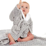 Baby Grey Embossed Robe and Blanket Set