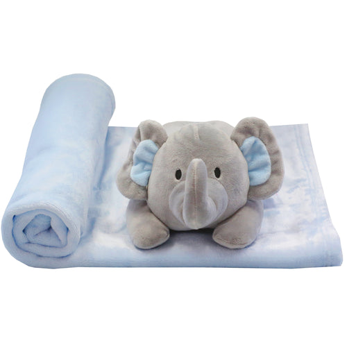 Baby Blue Elephant Toy and Blanket Set