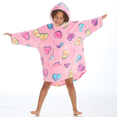 Girls Love Hearts Oversized Blanket Hoodie