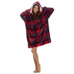 MINI ME Womens and Girls Matching Blanket Hoodie Red Check