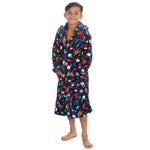 Boys Navy Hooded Xmas Dressing Gown