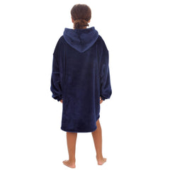 Girls Navy Shimmering Oversized Blanket Hoodie