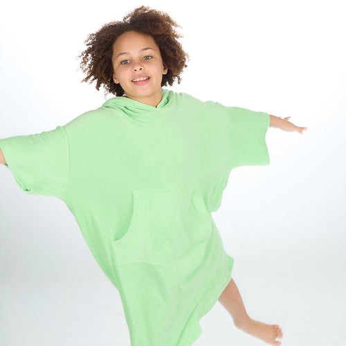 Girls Green Towelling Beach Cover Up 