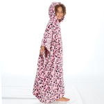 Girls Leopard Printed Oversized Blanket Poncho