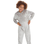 Girls Crushed Velvet Silver Onesie