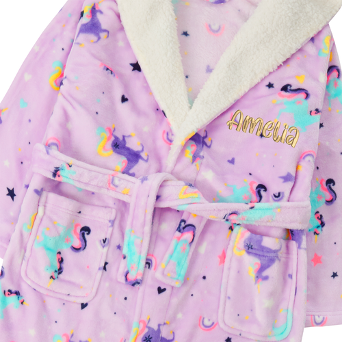 Personalised Girls Unicorn Lavender Robe