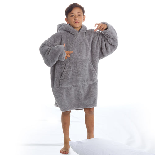 Boys Grey Snuggle Oversized Blanket Hoodie