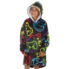 Boys Gamer Print Oversized Blanket Hoodie