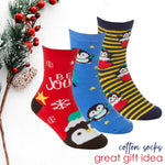 Kids Cotton Rich Christmas Design Socks 3 Pairs Penguin