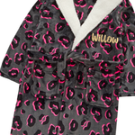 Personalised Girls Leopard Neon Robe