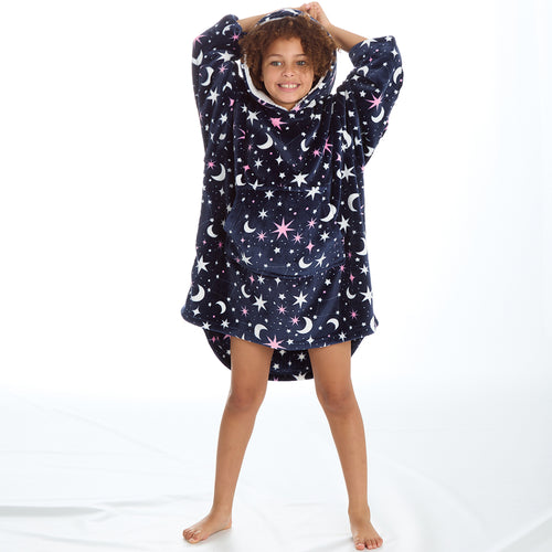 Girls Celestial Navy Oversized Blanket Hoodie