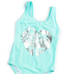 Girls Metallic Heart Swimsuit