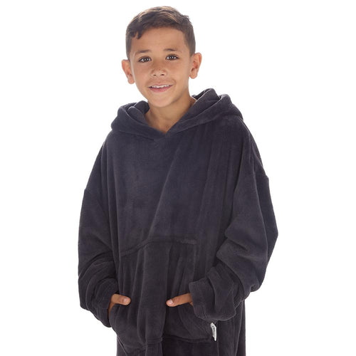 Boys Charcoal Plain Oversized Blanket Hoodie