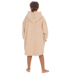 Girls Beige Toffee Plain Oversized Blanket Hoodie