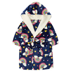 Girls Rainbow Navy Robe