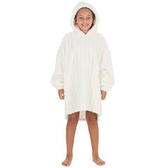 Girls Cream Cable Oversized Blanket Hoodie