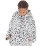 Girls Silver Leopard Oversized Blanket Hoodie