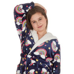 Girls Rainbow Navy Robe