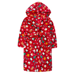 Boys Red Hooded Xmas Dressing Gown