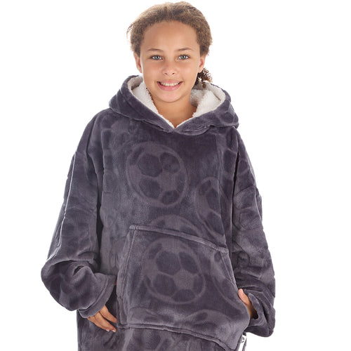 Girls Football Embossed Oversized Blanket Hoodie