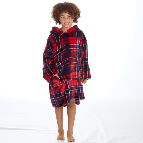 MINI ME Womens and Girls Matching Blanket Hoodie Red Check