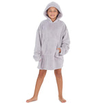 Girls Silver Grey Plain Oversized Blanket Hoodie