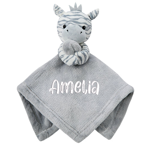 Personalised Baby Grey Zebra Comforter