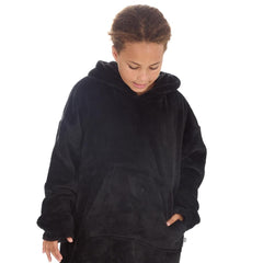 Girls Black Onyx Plain Oversized Blanket Hoodie