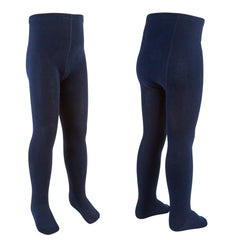 Girls Navy Tights Plain Warm Cotton Rich 3 Pairs