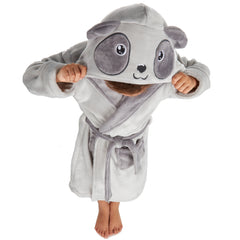 Girls Panda Grey Robe