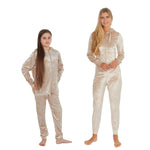 MINI ME Womens and Girls Gold Crushed Velvet Matching Onesies