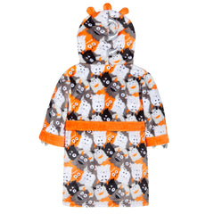 Boys Plush Fleece Monster Hooded Dressing Gown Orange